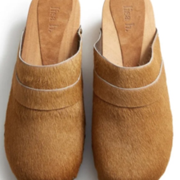 Lisa B Wood + Cow Hair Clog 38 Brand New - Picture 3 of 3